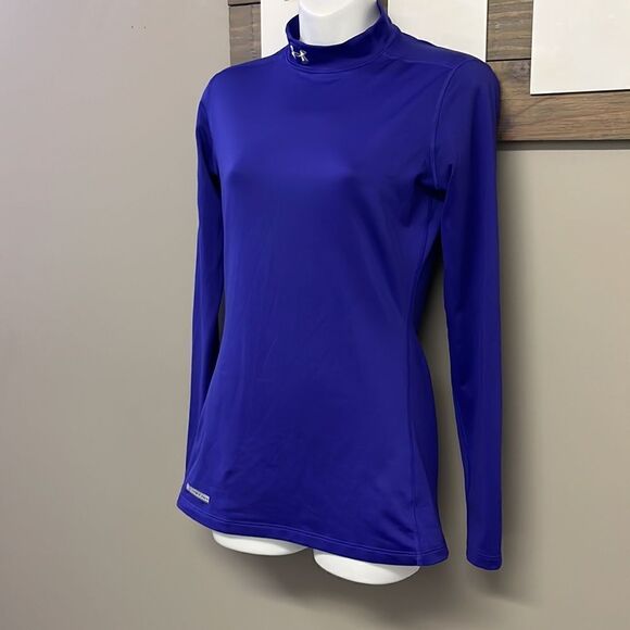 Under Armour Women’s Purple Fitted ColdGear Mock Neck Fit and Flare Pullover-Med - Picture 2 of 14